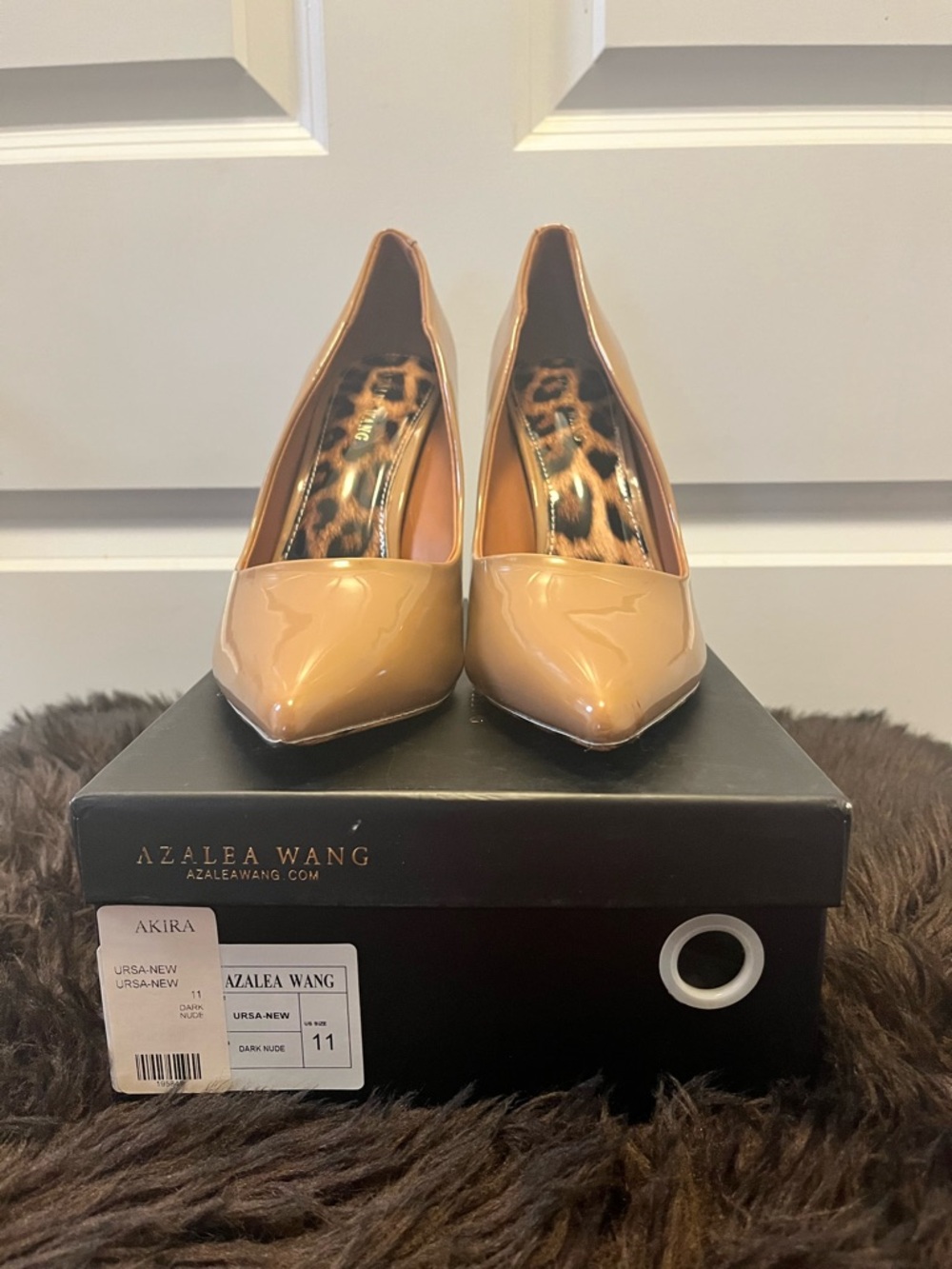 Azalea Wang Dark Nude Patent Pointed-Toe Pumps
